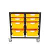 Storsystem Commercial Grade Mobile Bin Storage Cart with 8 Yellow High Impact Polystyrene Bins/Trays CE2101DG-4S4DPY